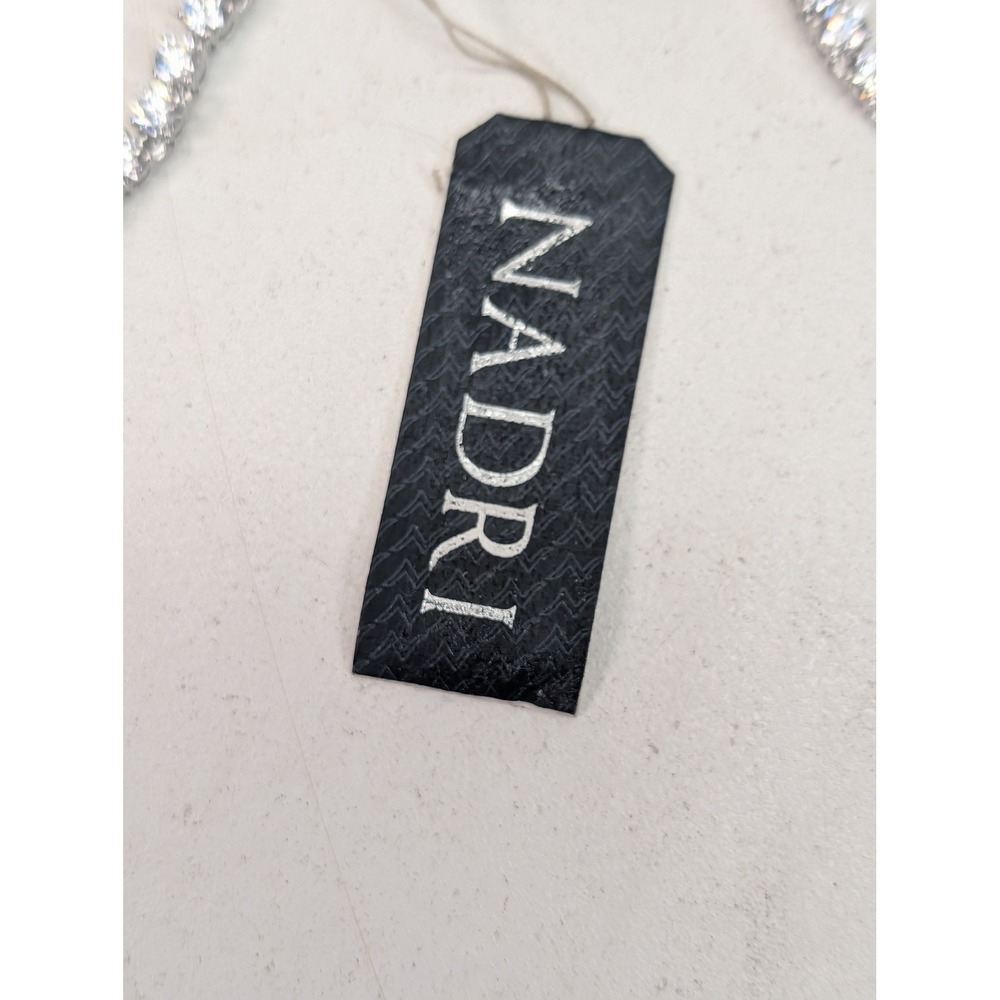 Nadri Cubic Zirconia Faux Pearl Drop Necklace Rhodium Plated NN463RWP Bridal NEW - Picture 6 of 9